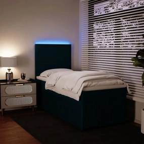 Giroletto a molle con materasso blu 90x200 cm in velluto