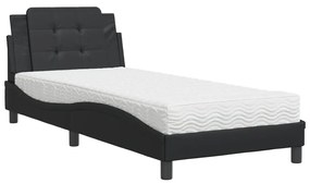 Letto con materasso nero 80x200 cm in similpelle