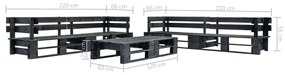 Set divani da giardino su pallet 6 pz nero in legno