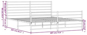 Giroletto con Testiera e Pediera Metallo Bianco 180x200 cm