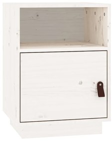 Comodino bianco 40x34x55 cm in legno massello di pino