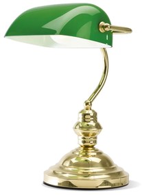Lampada Da Scrivania In Metallo Classica Ministero Oro Verde 1 Luce E14 Grande