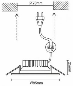 Lampada da incasso LED per bagno LED/7W/230V 4000K argento IP44