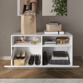 Mobile ingresso con 1 ribalta 91 x 49cm Bianco lucido/specchio - Fox