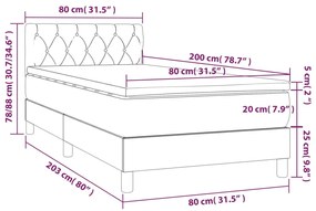 Giroletto a Molle con Materasso Nero 80x200 cm inTessuto