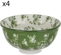 Set 4 coppette fiori verde porcellana Hanami