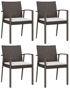 Set pranzo da giardino 5pz con cuscini in polyrattan e acciaio