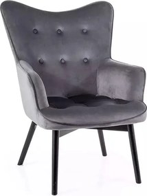 Poltrona Carmen in velluto grigio - Blu14/nero opaco