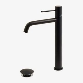 Set Rubinetto Lavabo E Valvola Di Scarico In Ottone Per Lavello Tipo Click-clack Senza Troppopieno Orveta Nero & ↑30 Cm - Sklum