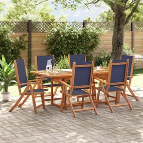 Set Pranzo Da Giardino 7pz Legno Massello Di Acacia E Textilene /