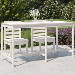 Tavolo da giardino bianco 203,5x90x110cm legno massello di pino