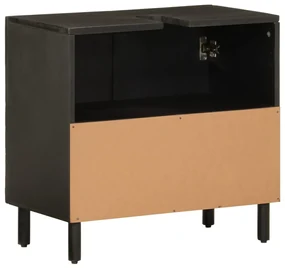 Mobile lavabo da bagno nero 62x33x58 cm legno massello di mango
