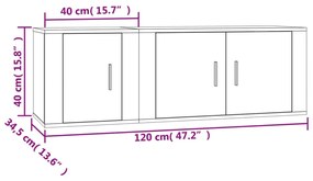 Set Mobili Porta TV 2 pz Grigio Sonoma in Legno Multistrato