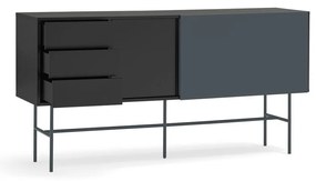 Cassettiera bassa nero-antracite con ante scorrevoli 180x91 cm Nube - Teulat