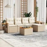 Set Divano da Giardino 6 pz con Cuscini Beige in Polyrattan 3226765