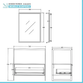 Mobile bagno a terra 75 cm nero con lavabo verde e specchio Kubic