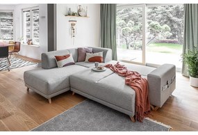 Divano angolare grigio chiaro allungabile e con contenitore (penisola a sinistra/a L) Classy Sophie – Miuform