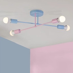 Plafoniera CAMBRIDGE 4x E27/15W/230V blu/rosa