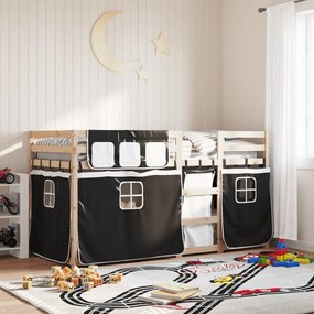 Letto A Castello Senza Materasso Bianco E Nero 90x190cm İn Pino /