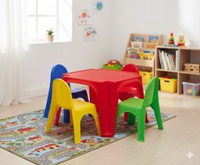 Set Tavolo con 4 Sedie per Bambini in Plastica Multicolore...