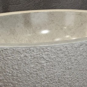 Kamalu - lavabo bango in marmo bocciardato colore crema 45cm  litos-lbc40
