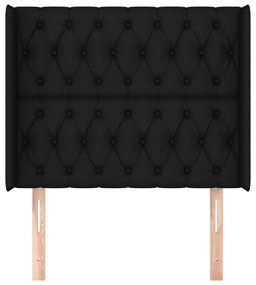 Testiera ad orecchio nera 93x16x118/128 cm in tessuto
