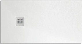 Piatto doccia in mineralmarmo 70x100 cm bianco effetto pietra con griglia e piletta sifonata