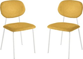 Sedia da pranzo in tessuto Giallo gambe metallo Bianco - ELLIS 2 sedie