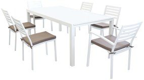 DEXTER - set tavolo da giardino allungabile 200/300x100 compreso di 4 sedie e 2 poltrone in alluminio