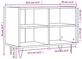 Mobile Porta TV Bianco 69,5x30x50 cm in Legno Multistrato