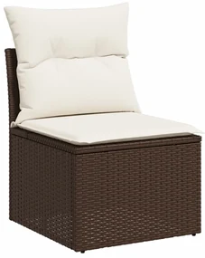Set divani da giardino 11 pz con cuscini polyrattan marrone