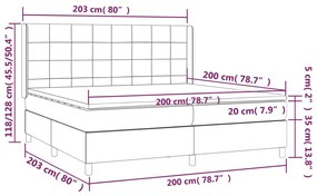 Letto a Molle Materasso e LED Grigio Chiaro 200x200 cm Tessuto