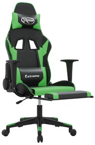 Sedia da gaming massaggio poggiapiedi nero e verde similpelle