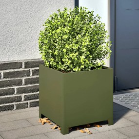 Fioriere Da Giardino 2 Pz Verde Oliva 40x40x40 Cm İn Acciaio /
