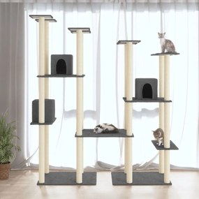 Albero per gatti con tiragraffi in sisal grigio scuro 174 cm