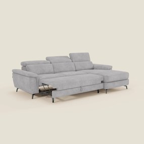 Estro Divano estraibile con chaise-longue e poggiatesta reclinabili in tessuto impermeabile T14 grigio chiaro