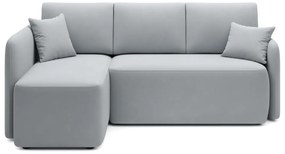 Divano angolare grigio chiaro allungabile/con contenitore (con penisola a sinistra/con chaise lounge) e rivestimento in velluto Hadson – ELTAP