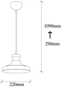 Lampadario su corda BERCESTE 1xE27/40W/230V nero