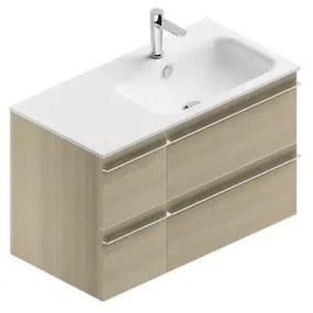 Mobile sottolavabo e lavabo Linea per doppia vasca rovere natura in truciolare L 90 x H 55 x P 46 cm 4 cassetti