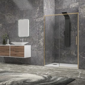 Porta doccia 150 cm oro spazzolato altezza 200h | KLA4000G - KAMALU