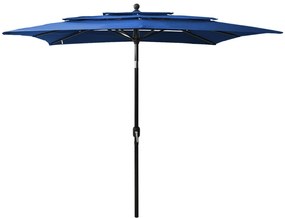 Ombrellone A Sbalzo 3 Livelli Palo Alluminio 2,5x2,5 M Azzurro /