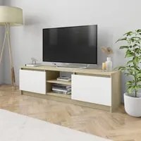 Mobile TV Bianco e Rovere Sonoma 120x30x35,5 cm in Truciolato cod mxl 63462