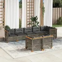 Set Divano da Giardino 8 pz con Cuscini Grigio in Polyrattan 3261891