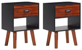 Comodini 2 pz in legno massello di acacia 40x30x57 cm