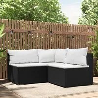 Set Divani da Giardino 3 pz con Cuscini Nero in Polyrattancod mxl 82200