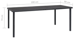 Tavolo da Pranzo per Esterni Antracite 190x90x74 cm in Acciaio