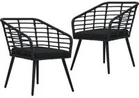 Sedie da Giardino con Cuscini 2 pz in Polyrattan Nere cod mxl 39463