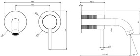 Parte esterna miscelatore lavabo a parete bocca media senza scarico parte incasso non inclusa steel brushed Trame 54383 Gessi