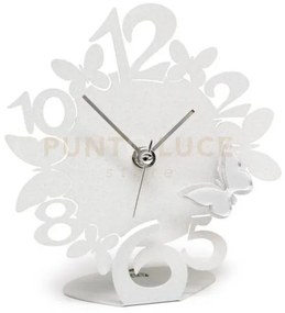 Orologio sciame farfalline decorato bianco in ferro e polimetilmeta...
