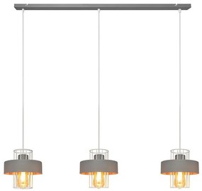 Lampadario a sospensione con filo VOLTA 3xE27/15W/230V grigio
